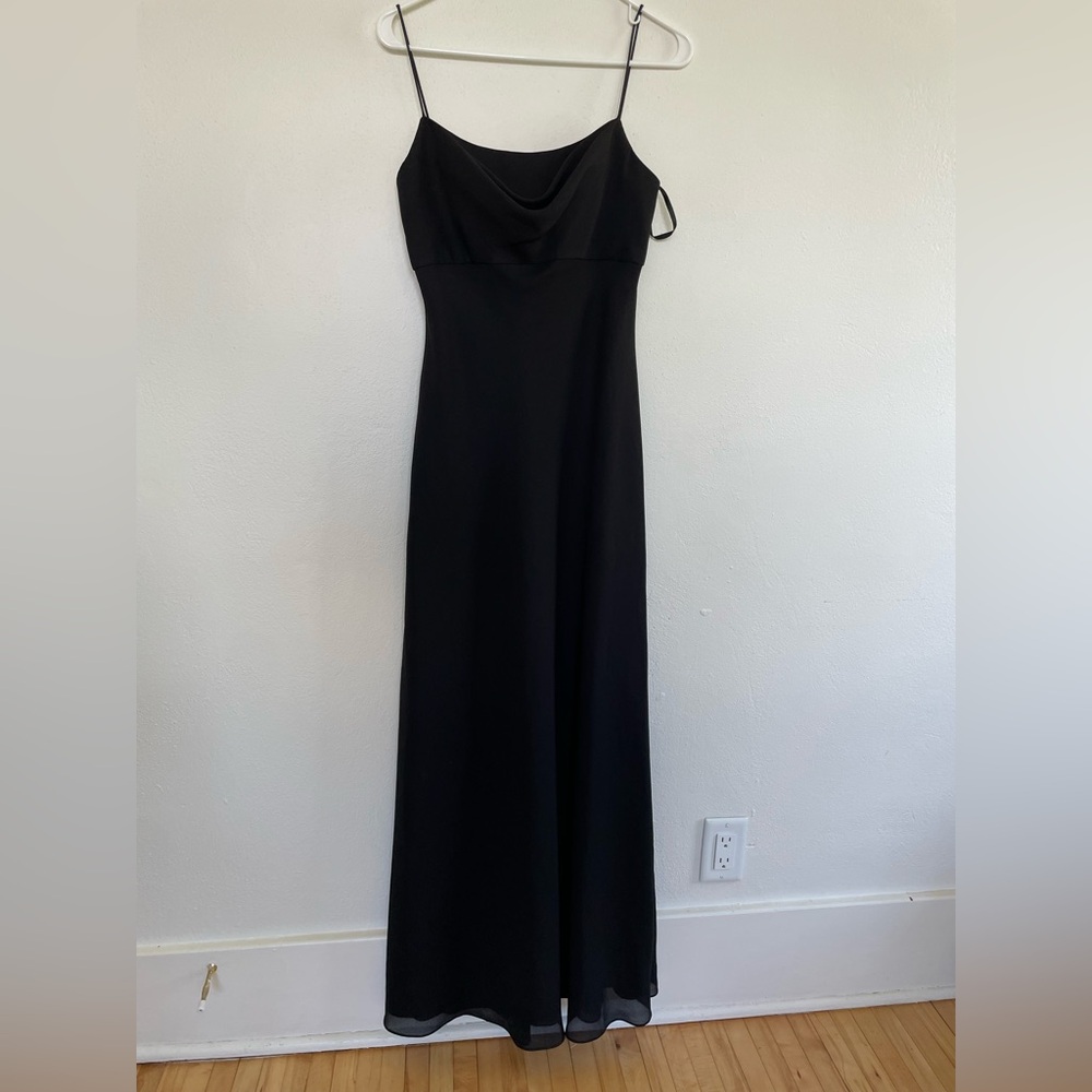 Michaelangelo Black Cowl-Neck Spaghetti-Strap Maxi Dress